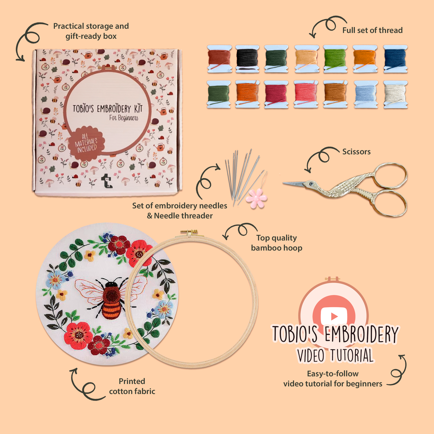 Buzzy the Bee - Embroidery Kit